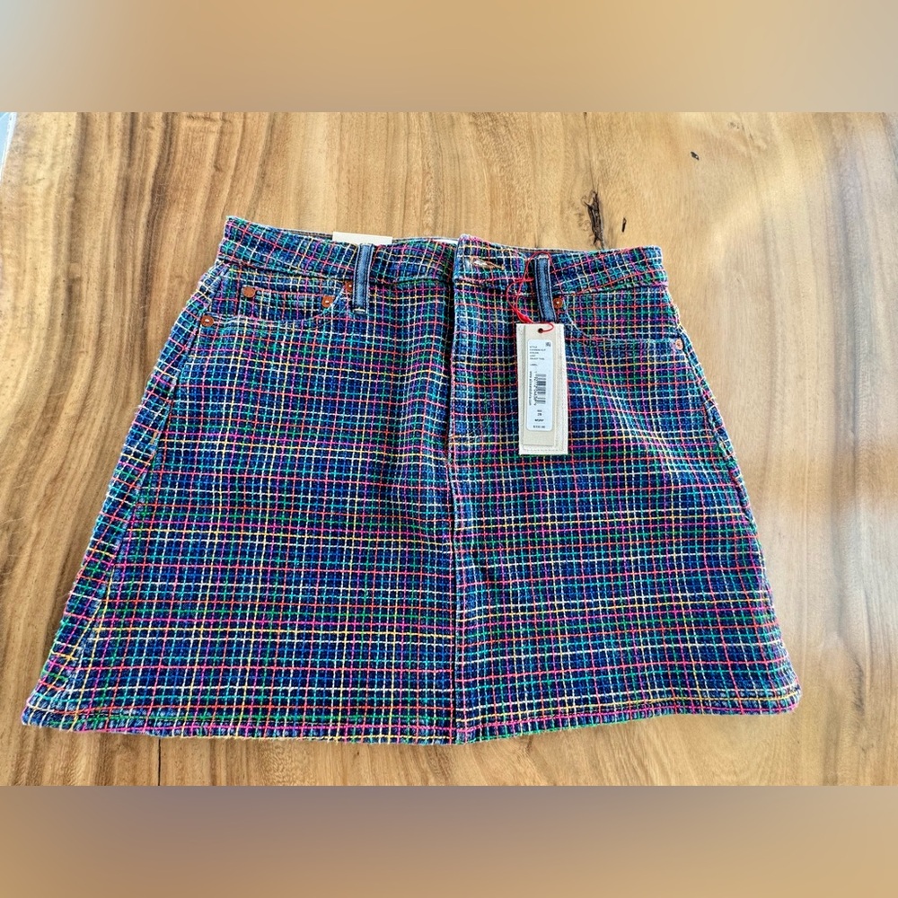 Alice + Olivia Multicolor Plaid Mini Demin Skirt
New with tag